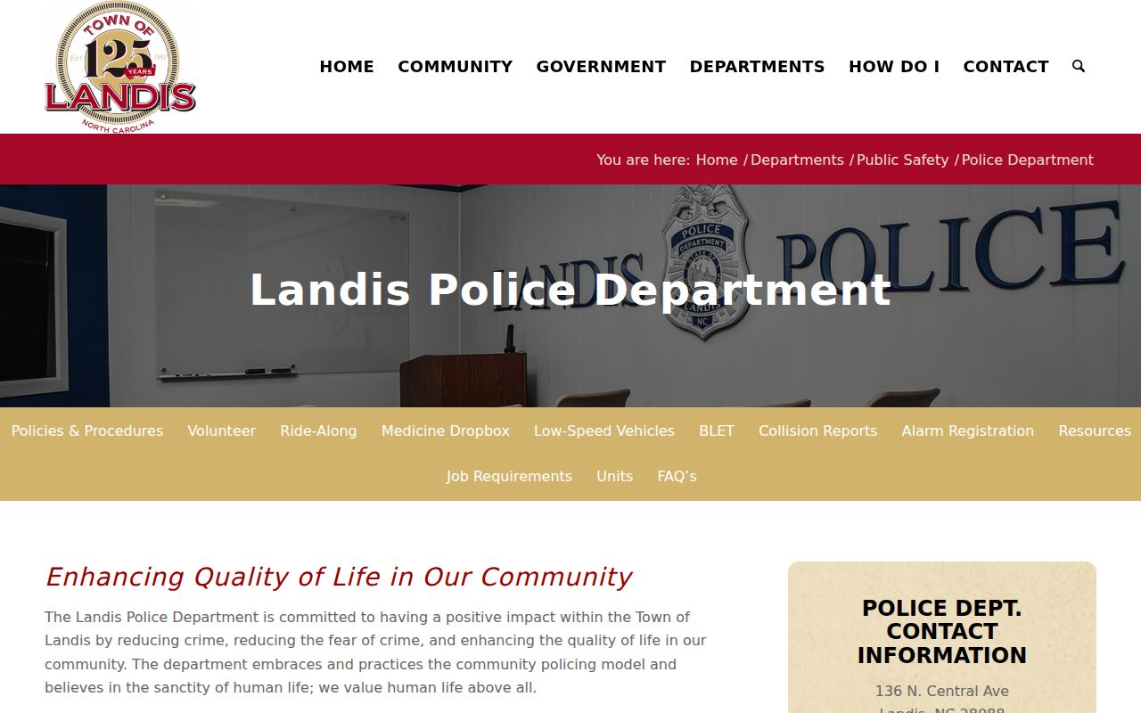 Landis Police source for Rowan County arrest records